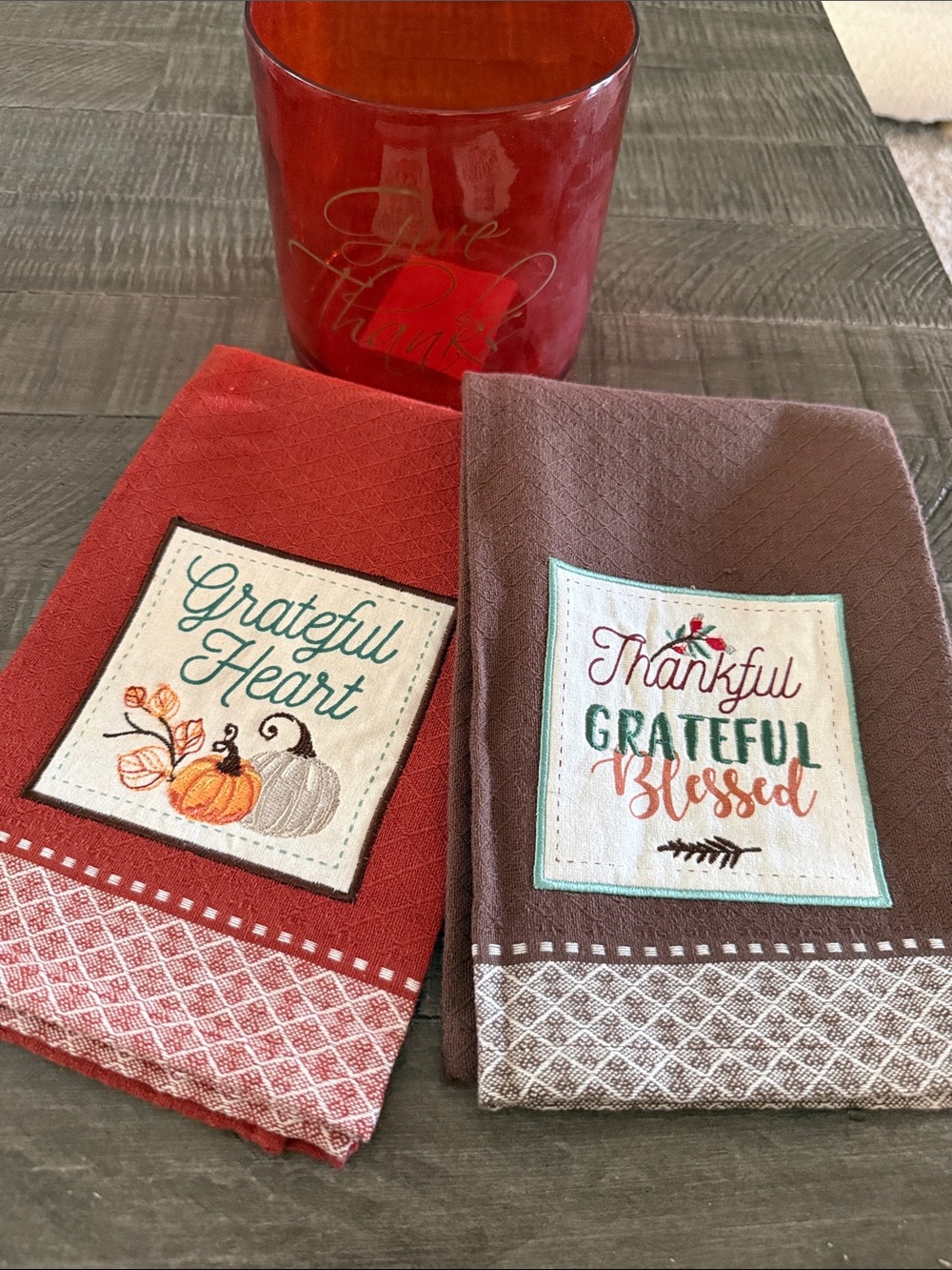 Fall Bundle - Glass Vase and 2 kitchen towels